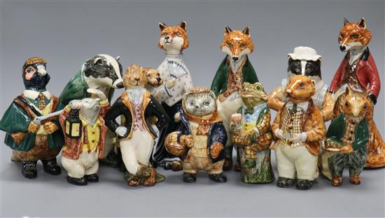 Thirteen Rye pottery characters from Wind in the Willows and Toad of Toad Hall tallest 23cm